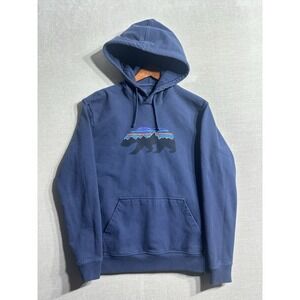 Patagonia Uprisal Hoody Sweatshirt Buffalo Logo Pullover Bear Mens Medium Blue
